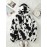 Women's Elegant Half-Zip Hooded Jacket, Plus Size Winter Warmth Coat with Full-Zip Front, Soft Fleece Lining, Animal Print (Cow/Sheep Design), Casual Outerwear, Cold Weather Wear, Stylish Outerwear, Zip-Up Coat