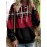 Women's Plus-Size Geometric Color Block Hoodie - Red & Black Plaid Print Pullover with Front Pockets, Cozy Long Sleeve Casual Sweatshirt for All-Season Comfort, Streetwear Style, Trendy Design, Durable Construction, Comfort Seekers