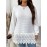 Plus Size, Women's Elegant Long Sleeve Pullover Sweatshirt - White with Lace Trim, Relaxed Fit for Everyday & Formal Events, Machine Washable Winter Sweater for Women, Cute Sweatshirts, Autumn Fashion, Classic Round Neckline, Quality Stitching, Stylish Clothing, Casual Chic