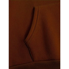 Plus Size - Women'S Plus Size Floral Print Hoodie - Soft, Comfortable Long Sleeve with Pockets, Casual Brown Pullover for All-Season Wear, Casual Wear Hoodie | Floral Print Hoodie | Soft Fabric Hoodie