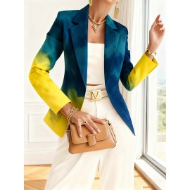 Plus Size, Plus Size Winter Winter Dyed Suit Jacket - Elegant Lapel Collar Button-Front Blazer, Machine Washable Solid Color Professional Attire for Office, Commuting & Semi-Formal Events (Warm Fall/Winter Jacket)