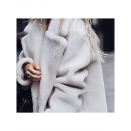 Women's Winter Warm Coat with Reversible Fleece Collar & Button Front Placket - Machine Washable Solid Color Cold-Weather Jacket for Fall and Winter Outerwear