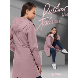 [33,000ft Windbreaker] Lightweight Women's 33,000ft Windbreaker Long Coats | Packable Jacket with Hood Trench Coats for Golf Hiking Travel | Plus Size