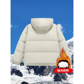 Women's Hooded Outdoor Jacket, Solid Color Plus Size Winter Coat, Fashionable Elegant Loose Fit Long Sleeve Warm Puffer For Fall/Winter