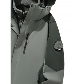 Women's 3-in-1 Ski Jacket - Color Block, Windproof & Waterproof with Hooded Outerwear for Winter Sports