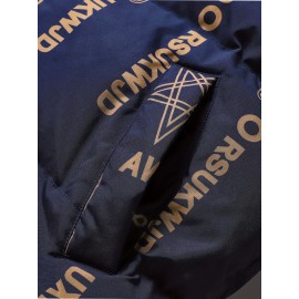 Women's Fashion Outdoor Softshell Jacket With Unique Letter Pattern, High Collar, Autumn/Winter Sports Style