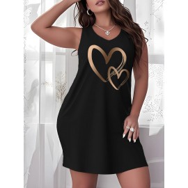[Plus size Women's nightdress]Large Size Women's Valentine's Day Heart Print Nightdress